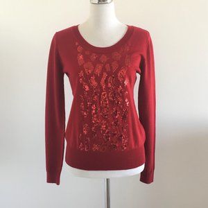 Calvin Klein Knit Red Sequin Sweater Size M